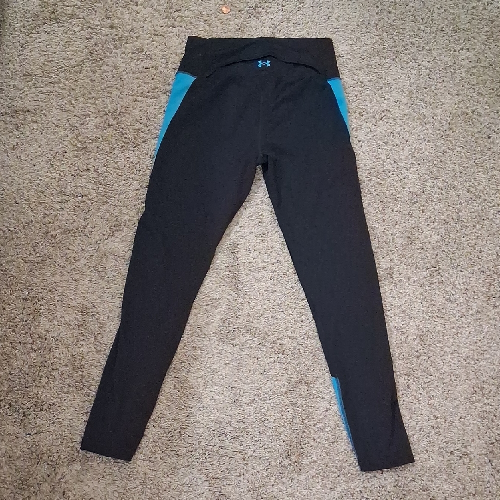 Under Armour Kids Leggings in Black with Blue Panels